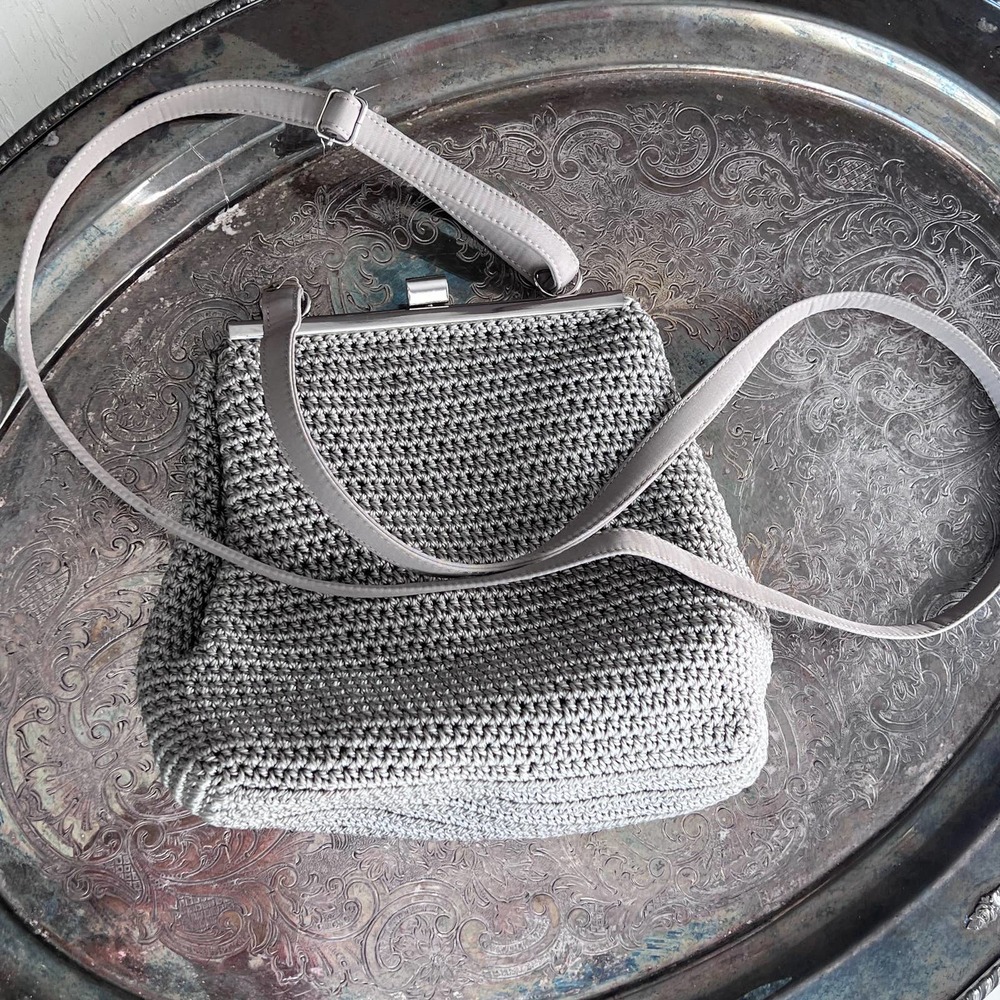 Crochet Snap Closure Crossbody Handbag